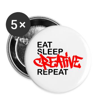 Eat Sleep Creative Repeat - Buttons klein 25 mm (5er Pack) - Weiß - Vorne