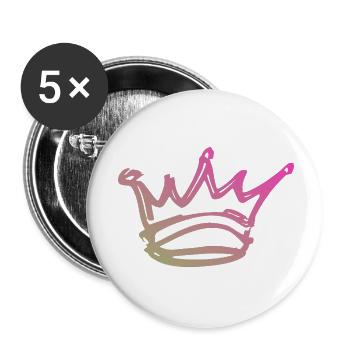 Gradient Kronen-Skizze - Buttons klein 25 mm (5er Pack) - Weiß - Vorne