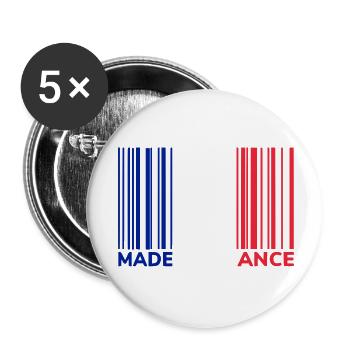 Barcode Made in France - Buttons small 1''/25 mm (5-pack) - white - Front