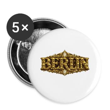 Barocker BERLIN mit Totenschädel - Buttons klein 25 mm (5er Pack) - Weiß - Vorne