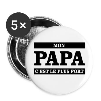 Mon papa c'est le plus fort  - Lot de 5 petits badges (25 mm) - blanc - Devant