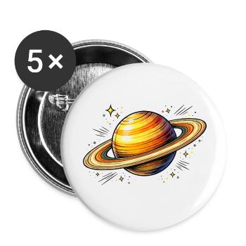 Planet Saturn - Buttons small 1''/25 mm (5-pack) - white - Front