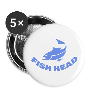 FISH HEAD - Buttons klein 25 mm (5er Pack) - Weiß - Vorne