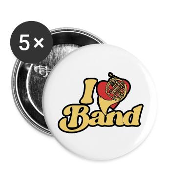I Heart Band Retro French Horn - Buttons klein 25 mm (5er Pack) - Weiß - Vorne