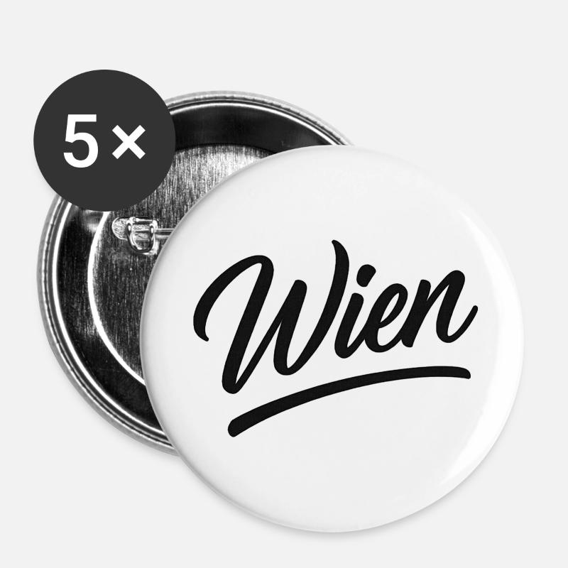 Wien Script - Buttons klein 25 mm (5er Pack) - Weiß