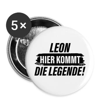 Leon, voici la légende - Lot de 5 petits badges (25 mm) - blanc - Devant