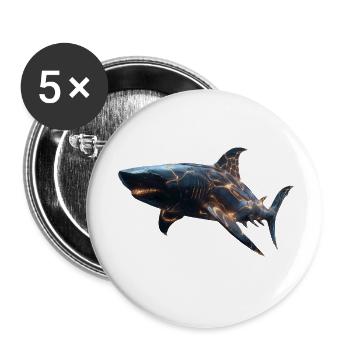 Cybershark – Futuristic Power of the Deep - Buttons small 1''/25 mm (5-pack) - white - Front