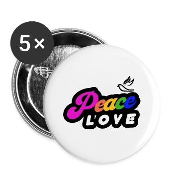 Paix Amour Arc-en-ciel Rétro - Lot de 5 petits badges (25 mm) - blanc - Devant