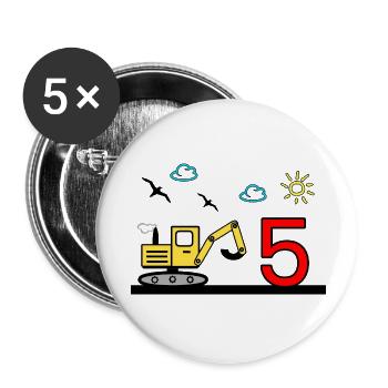 Bagger - Buttons klein 25 mm (5er Pack) - Weiß - Vorne