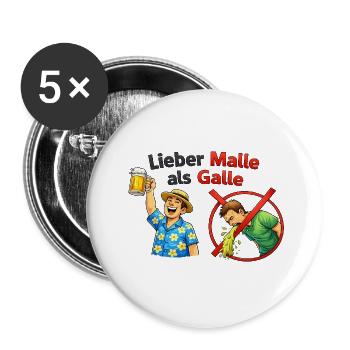 Lieber Malle als Galle - Mallorca  - Buttons klein 25 mm (5er Pack) - Weiß - Vorne