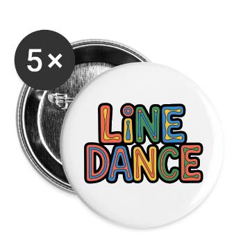 Line Dance Schriftzug für Tänzer & Country Fans - Buttons klein 25 mm (5er Pack) - Weiß - Vorne