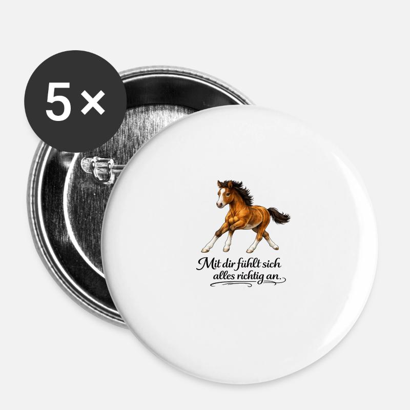 Horse - Everything feels right with you - Buttons small 1''/25 mm (5-pack) - white