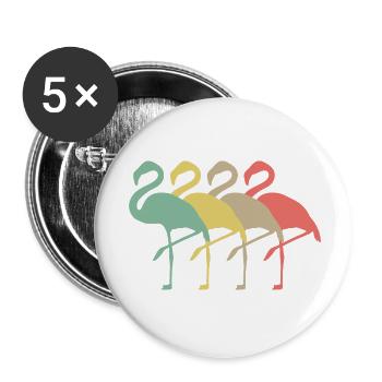 Pastell Flamingo Quartet - Buttons klein 25 mm (5er Pack) - Weiß - Vorne