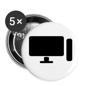 Minimal PC Setup Icon – Gamer Design - Buttons small 1''/25 mm (5-pack) - white - Front