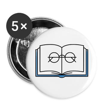 École des Lunettes à Livre Ouvert - Lot de 5 petits badges (25 mm) - blanc - Devant