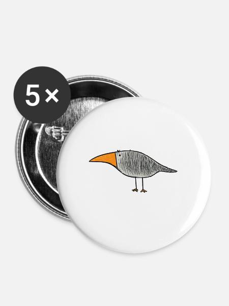Vogel mit orangem Schnabel - Buttons klein 25 mm (5er Pack) - Weiß