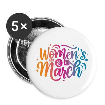 Women Day 8th March - Buttons small 1''/25 mm (5-pack) - white - Front