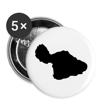 Carte de Maui - Lot de 5 petits badges (25 mm) - blanc - Devant