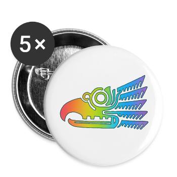Mehrfarbiger Stammesvogelkopf - Buttons klein 25 mm (5er Pack) - Weiß - Vorne