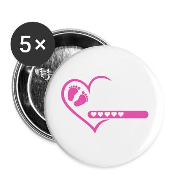 Maman 2027 chargement cœur bébé pieds rose rose fille - Lot de 5 petits badges (25 mm) - blanc - Devant