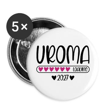 Arrière-grand-mère 2027 chargement avec barre de chargement en cœur - Lot de 5 petits badges (25 mm) - blanc - Devant
