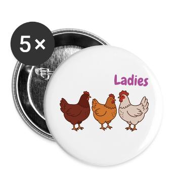 Hühner Humor Shirt für Hühnerhalter - Buttons klein 25 mm (5er Pack) - Weiß - Vorne
