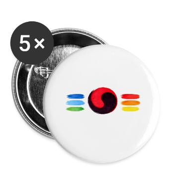 Colorful Yin Yang Brush Art – Balance & Harmony Sy - Lot de 5 petits badges (25 mm) - blanc - Devant