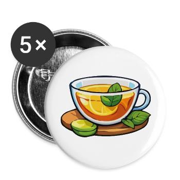 Zitrustee mit Minze - Buttons klein 25 mm (5er Pack) - Weiß - Vorne