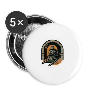 Railway through tunnel arch - Buttons small 1''/25 mm (5-pack) - white - Front