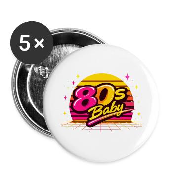 80er Neon Baby - Buttons klein 25 mm (5er Pack) - Weiß - Vorne
