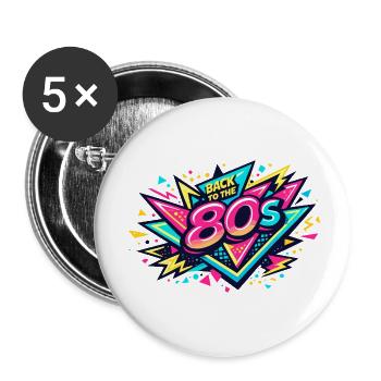 Back to the 80s Neon Burst - Buttons klein 25 mm (5er Pack) - Weiß - Vorne