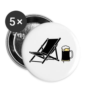 Silhouette de la chaise longue et de la chope de bière - Lot de 5 petits badges (25 mm) - blanc - Devant
