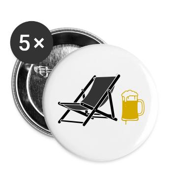 Vecteur couleur bière chaise de plage - Lot de 5 petits badges (25 mm) - blanc - Devant