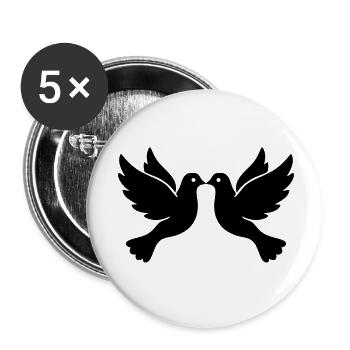 Tourterelles mariées – Tourtereaux noirs et blancs - Lot de 5 petits badges (25 mm) - blanc - Devant