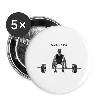 Deadlifts_and_chill - Buttons klein 25 mm (5er Pack) - Weiß - Vorne