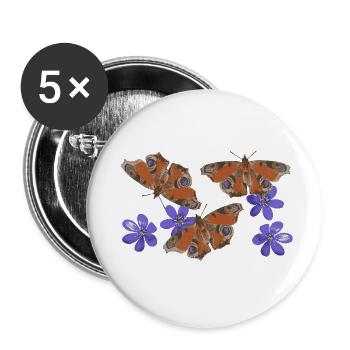  Pfauenauge Schmetterlinge Leberblümchen retro 3 - Buttons klein 25 mm (5er Pack) - Weiß - Vorne