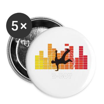 B-Boy Breakdance Streetstyle Hip Hop DJ Dance - Buttons klein 25 mm (5er Pack) - Weiß - Vorne