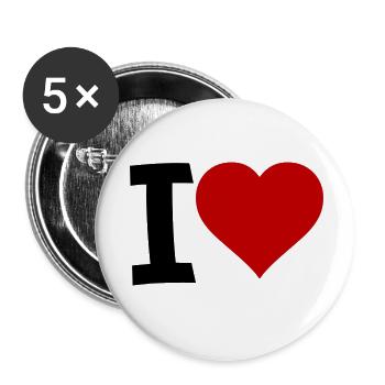 i love - Buttons small 1''/25 mm (5-pack) - white - Front