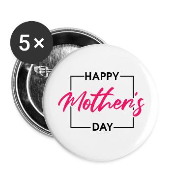 Glücklicher Muttertag – elegantes Design mit rosa Schrift - Buttons klein 25 mm (5er Pack) - Weiß - Vorne