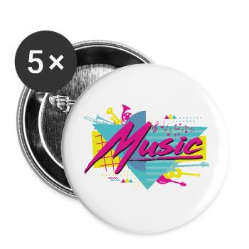 Neon Musik Retro Vibe - Buttons klein 25 mm (5er Pack) - Weiß - Vorne