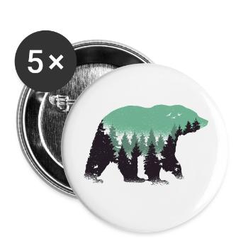 Bär Wald Natur - Buttons klein 25 mm (5er Pack) - Weiß - Vorne
