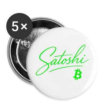 Satoshi Schriftzug Bitcoin Neon Motiv Krypto Fan - Buttons klein 25 mm (5er Pack) - Weiß - Vorne