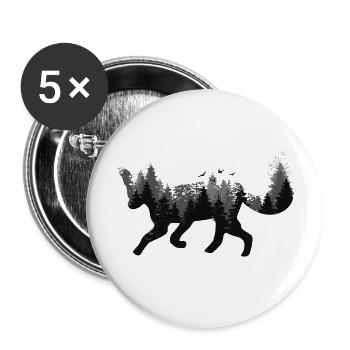 Renard & Forêt - Lot de 5 petits badges (25 mm) - blanc - Devant