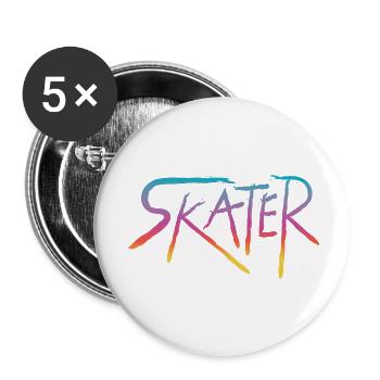 Art de rue Skater rétro coloré en dégradé - Lot de 5 petits badges (25 mm) - blanc - Devant