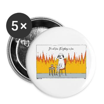 Dog in Chaos Fire - Buttons small 1''/25 mm (5-pack) - white - Front