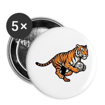 Starker Tiger Mit Fußball Für Fußballfans - Buttons klein 25 mm (5er Pack) - Weiß - Vorne