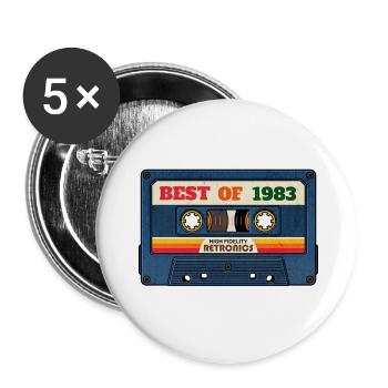 Best of 1983 – Retro Mixtape im Vintage-Look - Buttons klein 25 mm (5er Pack) - Weiß - Vorne