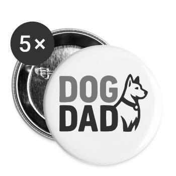 Papa de chien graphique Papa de chien avec silhouette de chien - Lot de 5 petits badges (25 mm) - blanc - Devant