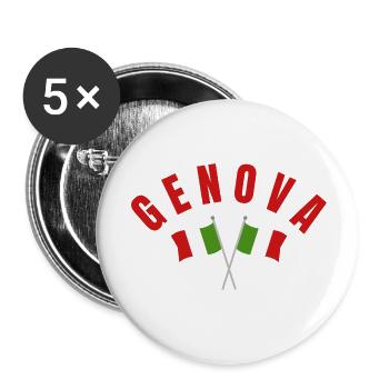 Drapeaux italiens de Gênes - Lot de 5 petits badges (25 mm) - blanc - Devant