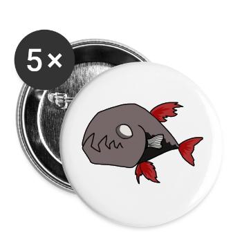 Schwarzer Fisch - Buttons klein 25 mm (5er Pack) - Weiß - Vorne